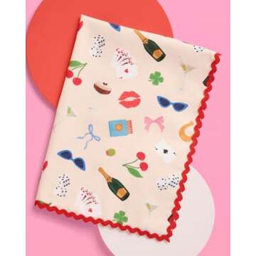 xo, Fetti Trendy Girlhood Tea Towel | 18 x 26 in | Dinner Party Napkin, Kitchen Dish Towel, Housewarming Party Gift, Home Decor