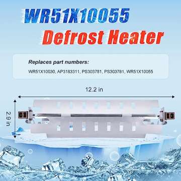 WR51X10055 Refrigerator Defrost Heater Kit,WR55X10025 Temperature Sensor,WR50X10068 Defrost Thermostat Replacement for General Electric Hotpoint Refrigerators Replaces WR51X10030