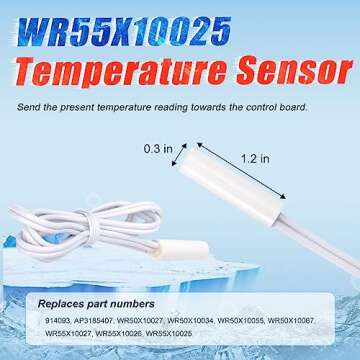 WR51X10055 Refrigerator Defrost Heater Kit,WR55X10025 Temperature Sensor,WR50X10068 Defrost Thermostat Replacement for General Electric Hotpoint Refrigerators Replaces WR51X10030