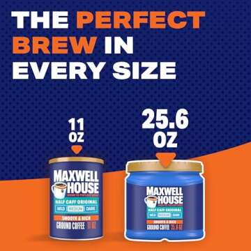 Maxwell House Half Caff Original Medium Roast Ground Coffee, 25.6 oz Canister