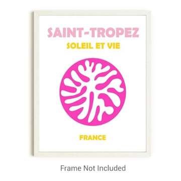 Preppy Travel Prints No.30 Wall Art Decor - Set of 4-8x10 UNFRAMED Abstract Aesthetic Boho Indie Matisse-Inspired Gift for Girls,Teens,Women. Vacation Resorts in France, Spain & Italy.