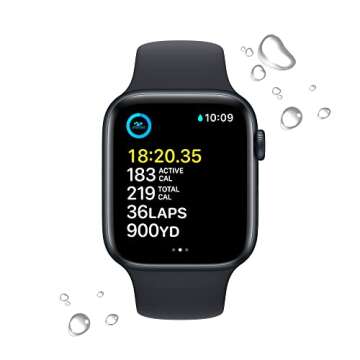 Apple Watch SE (2nd Gen) [GPS +Cellular 44mm] Smart Watch w/Midnight Aluminum Case & Midnight Sport Band - M/L. Fitness & Sleep Tracker, Crash Detection, Heart Rate Monitor, Water Resistant