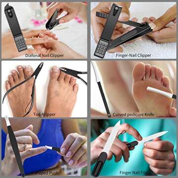 Nail Cutting Kit, Manicure Pedicure Set, Arony 17 in 1 Stainless Steel Manicure Pedicure Kit, Manicure Kit, Nail Clipper Set, Professional Grooming Kit, Nail Tools with Luxurious Leather Travel Case