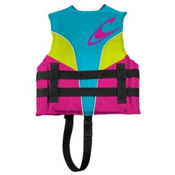 O'Neill Child Superlite USCG Life Vest,Turquoise/Berry/Lime/White, One-Size