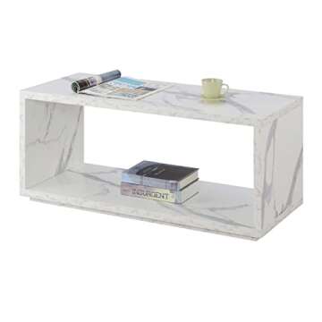 Convenience Concepts Northfield Admiral Coffee Table with Shelf, White Faux Marble