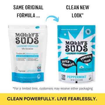 Molly's Suds Original Laundry Detergent Powder | Clean Laundry Detergent Powder for Sensitive Skin | Simple, Effective Ingredients, Stain Fighting | 240 Load (Peppermint)