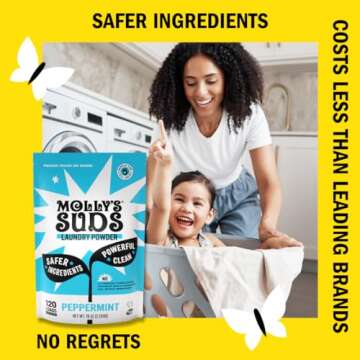 Molly's Suds Original Laundry Detergent Powder | Clean Laundry Detergent Powder for Sensitive Skin | Simple, Effective Ingredients, Stain Fighting | 240 Load (Peppermint)