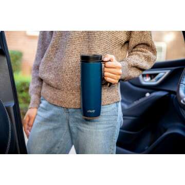 Ello Magnet 18oz Vacuum Insulated Stainless Steel Travel Mug with Side Handle and Leak-Proof Slider Lid and Built-in Coaster, Keeps Hot for 5 Hours, Perfect for Coffee or Tea, BPA-Free