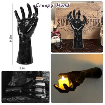 DAZONGE Halloween Decorations, Pack of 3 Wall Mounted Creepy Reaching Hands with Lighted Candles, Life-Sized Horror Hands for Gothic Wall Decorations, Scary Halloween Decorations Indoor