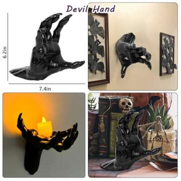 DAZONGE Halloween Decorations, Pack of 3 Wall Mounted Creepy Reaching Hands with Lighted Candles, Life-Sized Horror Hands for Gothic Wall Decorations, Scary Halloween Decorations Indoor