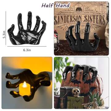 DAZONGE Halloween Decorations, Pack of 3 Wall Mounted Creepy Reaching Hands with Lighted Candles, Life-Sized Horror Hands for Gothic Wall Decorations, Scary Halloween Decorations Indoor