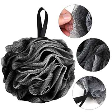 Fu Store 4-Pack Bath Sponges Shower Loofahs 50g Mesh Balls Sponge for Body Wash Bathroom Men Women - 4pcs Scrubber Cleaning Loofah (50g Black)