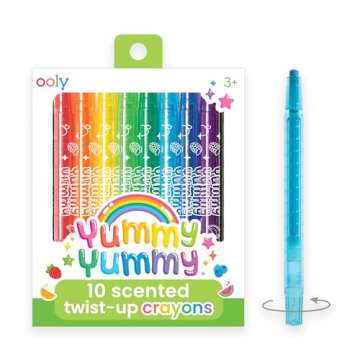 Ooly Scented Yummy Yummy Glitter Gel Pens (Set of 12) and Twist Up Crayons (Set of 10), Perfect for Kids, Adults, Art Supplies and Stationery Supplies, Great Kid's Activities for School