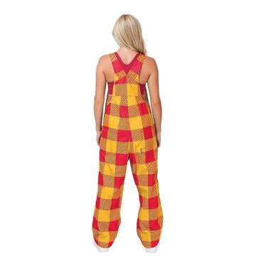 FOCO Kansas City Chiefs NFL Womens Plaid Bib Overalls - L