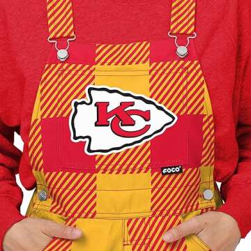 FOCO Kansas City Chiefs NFL Womens Plaid Bib Overalls - L