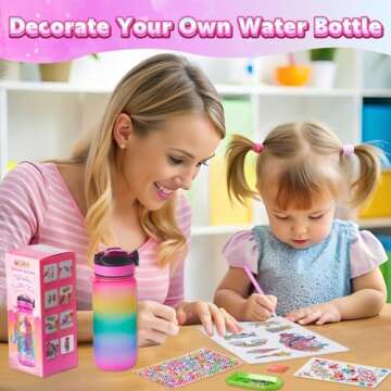 Decorate Your Own Water Bottle Kits for Girls - Kids Water Bottle Birthday Gifts for 4 5 6 7 8-12 Year Old Girl Diy Unicorn Birthday Decorations Arts and Crafts for Kids Ages 6-8 Girls Christmas Gift