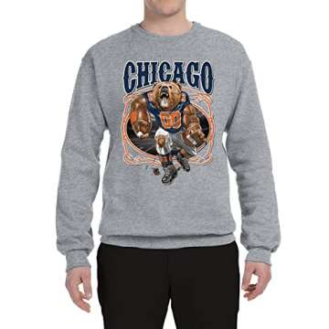 Wild Bobby Chicago Fan | CHI Fantasy Football Sports Unisex Crewneck Sweatshirt, Heather Grey, Small