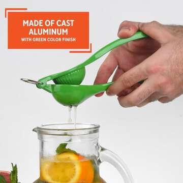 IMUSA Lemon or Lime Manual Squeezer, Citrus Juicer for Max Extraction, Green