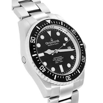 Oceaneva Men's Deep Marine Explorer Limited Edition - Mens Automatic Watch for Diving - 1000M Pro Diver Wrist Dive Watches for Men - Swiss Automatic Movement & Stainless Steel Bracelet