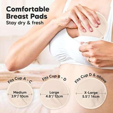 Organic Nursing Pads - 14 Washable Viscose Derived from Bamboo Breastfeeding Pads, Wash Bag, Reusable Breast Pads for Breastfeeding, Nipple Pads for Breastfeeding Essentials (Bare Beige, L 4.8")