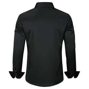 J.VER Men's Wrinkle-Free Dress Shirt - Black Long Sleeve Button Down