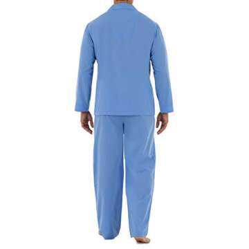 Fruit of the Loom Men's Long Sleeve Broadcloth Pajama Set, Azure Blue, X-Large