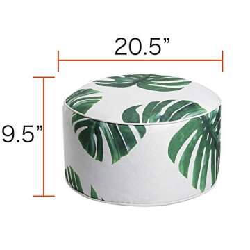 Art Leon Outdoor Inflatable Ottoman Leaf Green Round Patio Footstool for Kids and Adults, Patio, Deck, Front Porch, Backyard, Garden