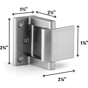 Berlin Modisch Door Lock Reinforcer Privacy Door Latch for in-Swinging Doors Extra High Resistance Home Security Brushed Nickel Finish