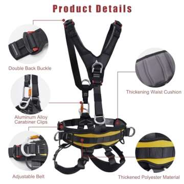 SOB Full Body Climbing Harness Can Be Inverted Thicken Widen Protect Waist Safety Harness Tree Work Rock Climbing Mountaineering Rescuing Work at Height