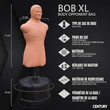 Century BOB XL with Base Unit | Body Opponet Bag | Mannequin Bag, Martial Artists, Fitness Pros, Athletes Training | Extended Torso | Tactical & Self-Defense Training