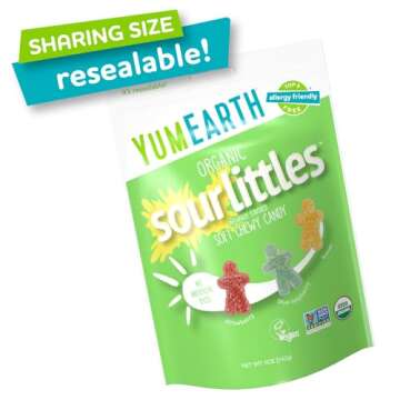 YumEarth Organic Sour Littles Chewy Candy - Allergy Friendly (Top 9 Free), No Artificial Dyes or Flavors, Non GMO, Gluten Free, Vegan Candy Snacks - 5 Ounce Bag