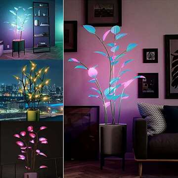 Magical Glowing Potted Plant Houseplant, LED Color-Changing Artificial Plants, Magical Houseplant with Colorful Led Light for Home Indoor Decoration (Without Pots)