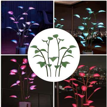 Magical Glowing Potted Plant Houseplant, LED Color-Changing Artificial Plants, Magical Houseplant with Colorful Led Light for Home Indoor Decoration (Without Pots)