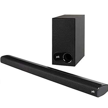 Polk Audio Signa S2 Sound Bar & Wireless Subwoofer – Exclusive VoiceAdjust Technology, Ultra-Slim Design, Works with 4K & HD TVs, HDMI & Optical, Bluetooth, Wireless Streaming