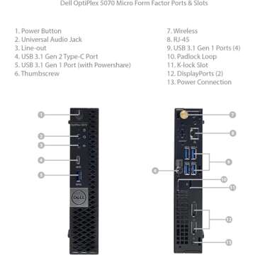 DELL Optiplex 5070 Micro MFF Desktop PC Intel i5-9500T, 16GB DDR4 New 512GB M.2 NVMe SSD, WiFi BT HDMI New KB & Mouse Windows 11 Pro (Renewed)