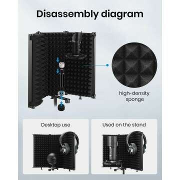 Moukey Microphone Isolation Shield for Studio Recording