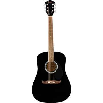 Fender FA-125 Dreadnought Acoustic Guitar - Black Bundle with Gig Bag, Tuner, Strap, Strings, Picks, and Austin Bazaar Instructional DVD