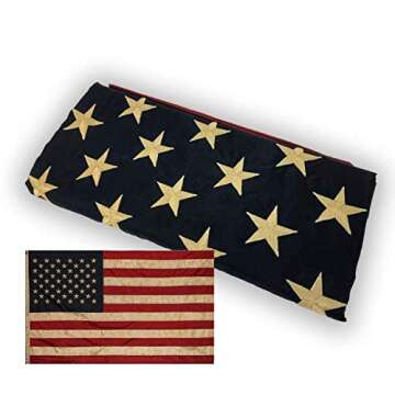 Founding Fathers Flags Embroidered Vintage American Flag- Premium Quality Oxford Poly - 6x10ft Vintage Heritage Edition w/Grommets