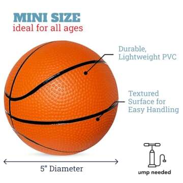 Botabee 5-Inch Mini Basketball Balls Set of 3 - Ideally Sized for Boys, Toddlers, and Mini Hoop Enthusiasts - Versatile for Indoor or Outdoor Play - Exciting Toy for Endless Games - Orange and Black