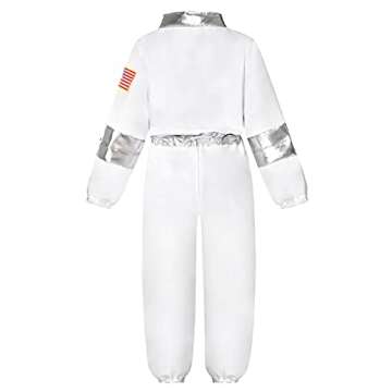 Nuehoryu NASA Pilot Costume for Kids Astronaut NASA Costume for Boys Girls Space Jumpsuit for Halloween dress up (7-10 Years)