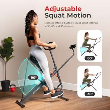 Sunny Health & Fitness Duo Motion Row and Squat Assist Multi-Functional Workout Trainer with Adjustable Resistance, Easy Setup & Foldable, Glute & Leg Exercise Machine