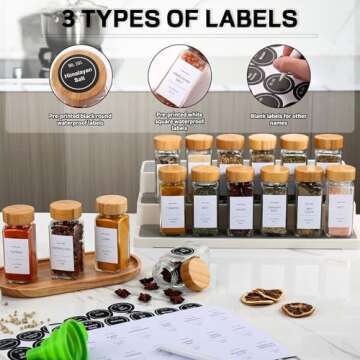 15 Pcs DIMBRAH Glass Spice Jars with Bamboo Lids