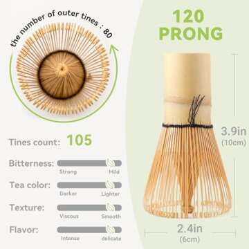 Bamboo Matcha Whisk 80/100/120 Prong, Traditional Japanese Chasen Matcha Stirrer -Authentic Japanese Bamboo Whisk For Matcha Tea (120prongs)