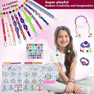 Friendship Bracelet Making Kit for Teen Girls - Arts and Crafts Ideas for Kids Age 6 7 8 9 10-12, DIY Handmade Toys for Birthday Christmas Gifts, Great for Road Trip with Featuring Instructions