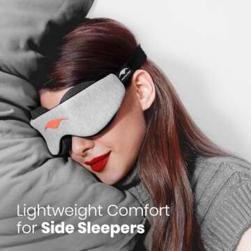 Manta Slim Sleep Mask - Ultra-Lightweight Blackout Eye Mask, Slim Elastic Head Band Comfort Design, Zero Pressure Eye Mask, Infinitely Adjustable Eye Cups, Perfect for Side Sleepers