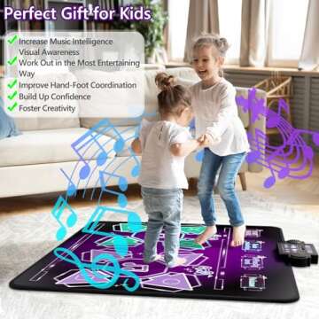 Joyvalley Kids Dance Mat Toys - 2-Player Dance Pad Gifts for Girls Boys Toddlers 3 4 5 6 7 8 9 + Year Old Electronic Dancing Mat Floor Games Toy with Music Light Christmas Birthday Gift (Purple)