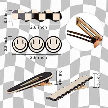 16 PCS Magicsky Simple No Bend Hair Clips, Black White Checker Barrettes, No Crease Wave Geometric Duckbill pins, Korean Styling Minimalist Hairpin Hair Accessories, Gifts for Women Girls