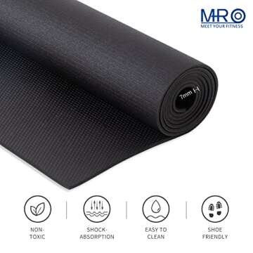 MRO Extra Large Exercise Mat For Home Gym, 15'x6'/12'x6'/9'x6'(7mm) Workout Mats for Gym Flooring, Non-Slip, Extra Thick Durable Cardio Mat, Ideal for Plyo, Weights, MMA, Jump Rope -Shoe Friendly