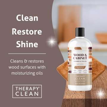 Therapy Wood Polish Bundle with Microfiber 16 oz. - Wood Furniture Polish, Best Wood Furniture Cleaner - Almond Scent - Wood Cleaner, Cabinet and Table Restorer, Natural Wood Conditioner