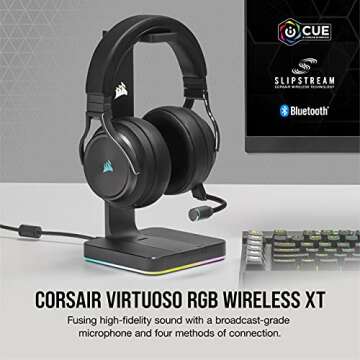 Corsair Virtuoso RGB Wireless XT High-Fidelity Gaming Headset with Bluetooth and Spatial Audio - Works with Mac, PC, PS5, PS4, Xbox Series X/S - Slate (Renewed)